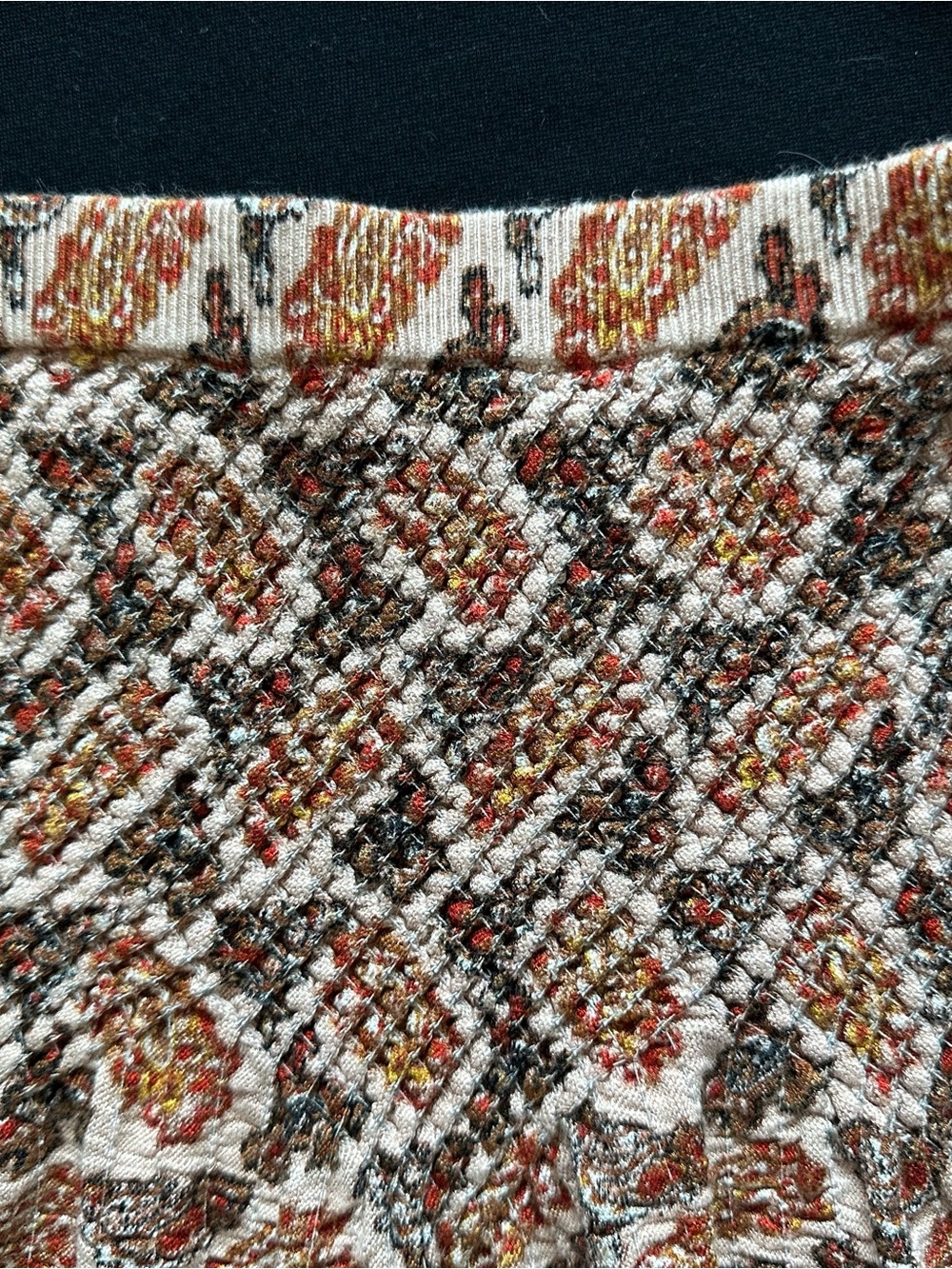 Zara Kids 12 years Cream & Rust Paisley Smocked Skirt and crop top Set - Picture 3 of 7